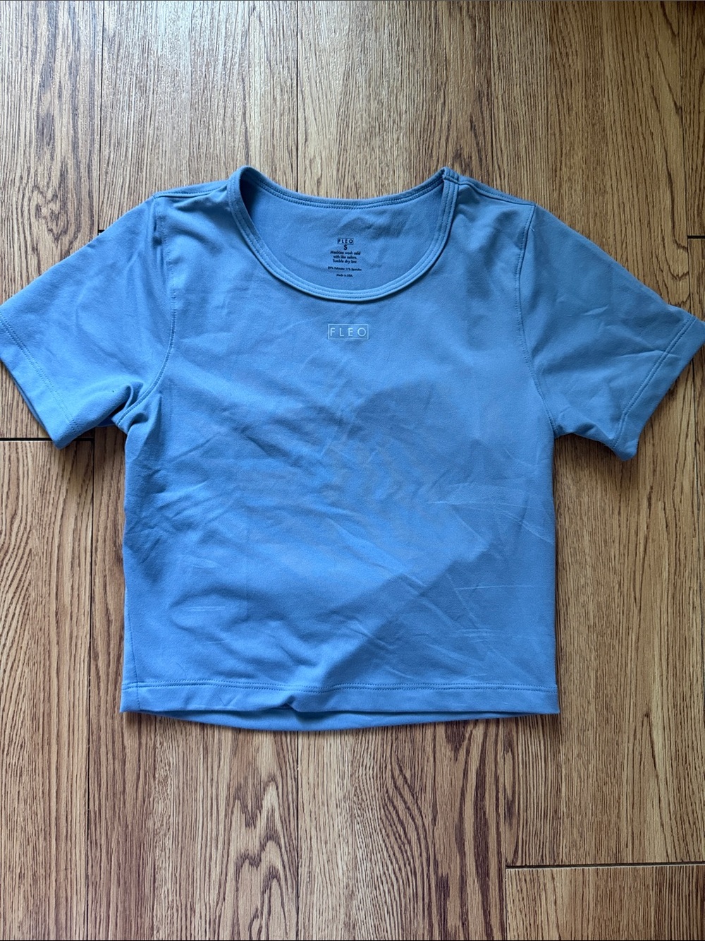 Fleo Kids Sky Blue Short Sleeve Crop Tee